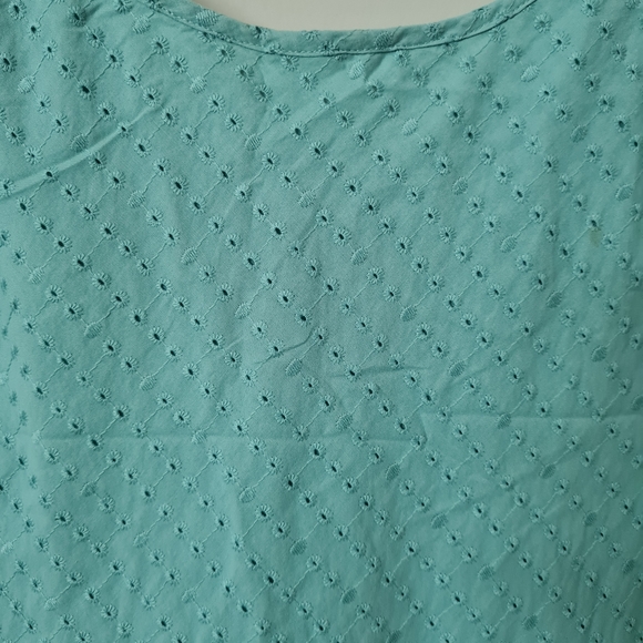 Strappy embroidered top in teal color. - Picture 3 of 5